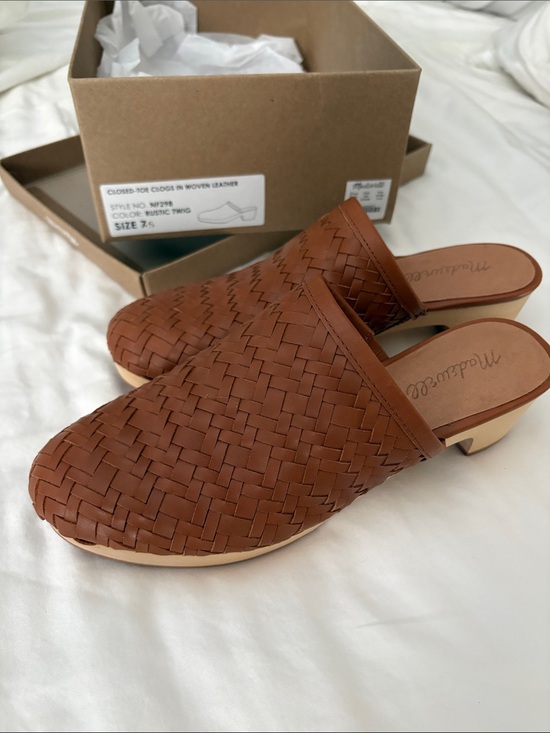 Madewell Shoes - Madewell Woven Leather Mule - Cognac